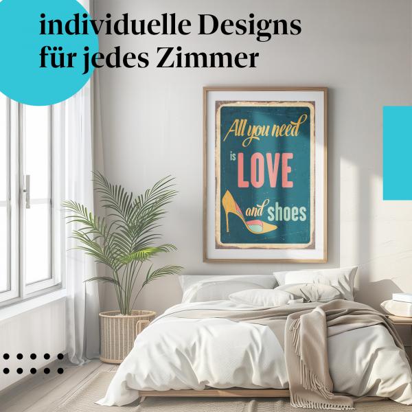 Schlafzimmer Deko: Liebe & Schuhe mit "Retro Poster"